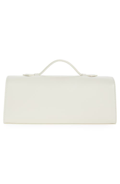 Savette Slim Symmetry Pochette Leather Top Handle Bag In Ivory
