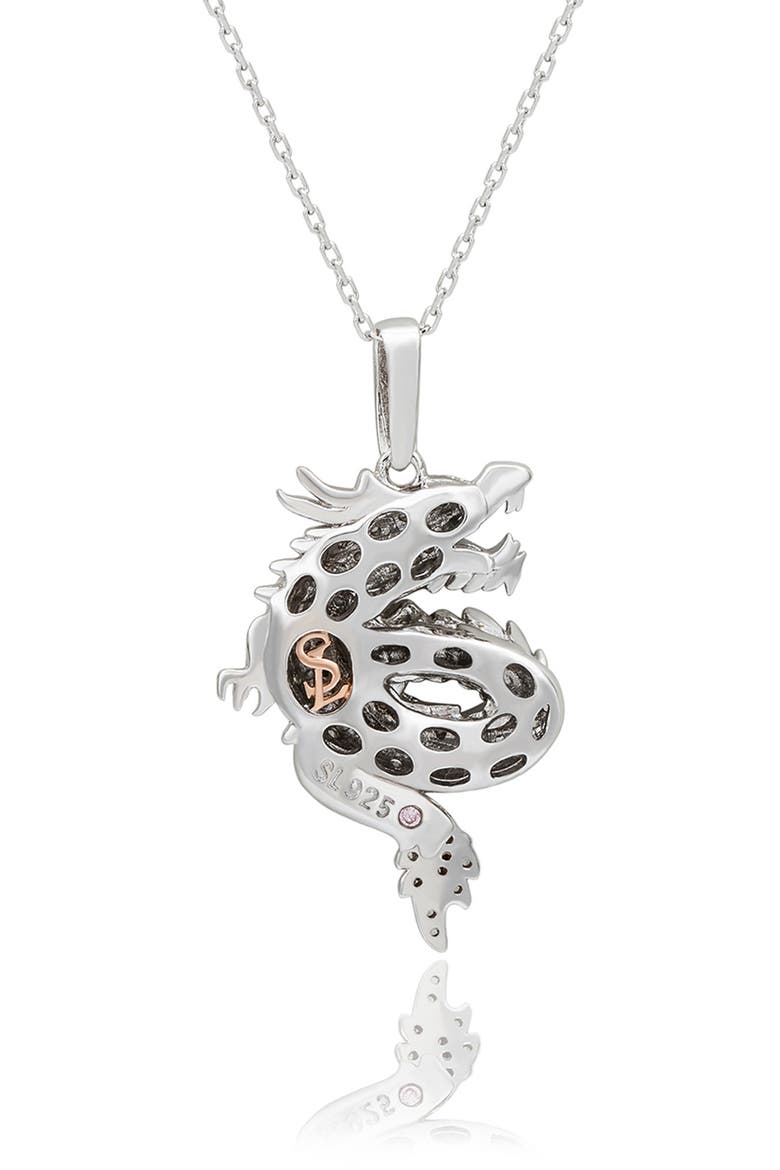 Pavé Cubic Zirconia Dragon Pendant Necklace, Alternate, color, SILVER/ CUBIC ZIRCONIA