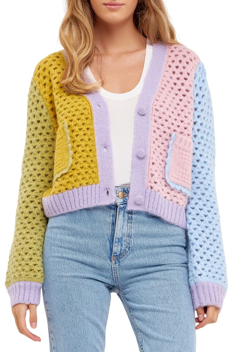 Contrast Detail Cardigan, Main, color, MULTI