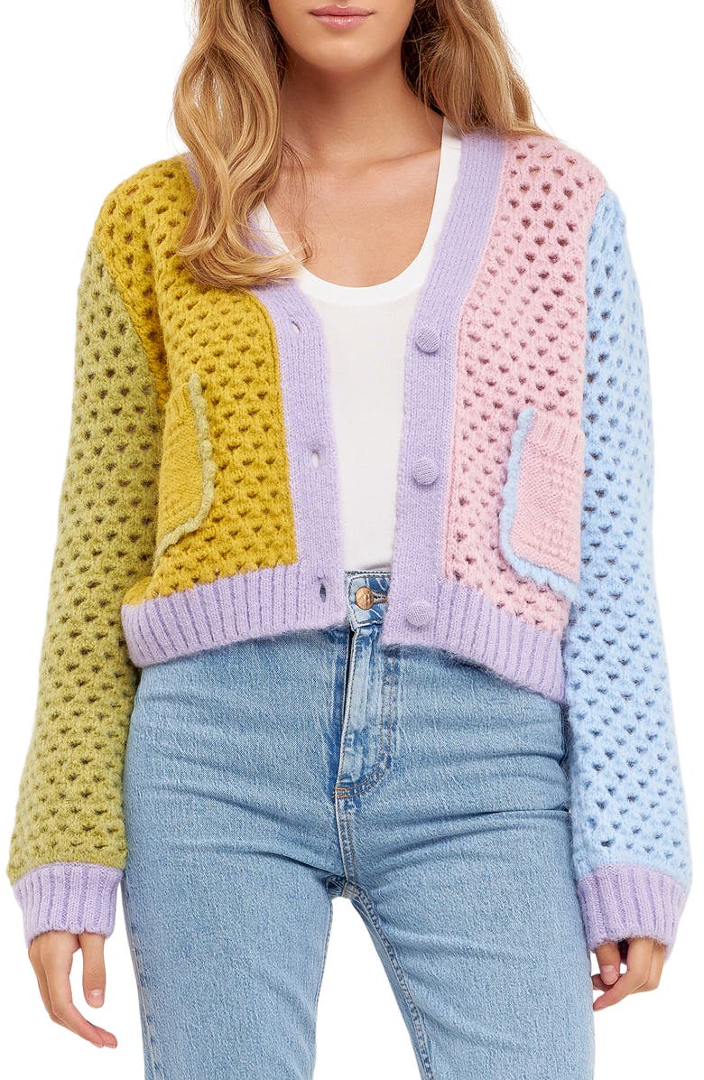 English Factory Contrast Detail Cardigan, Main, color, 