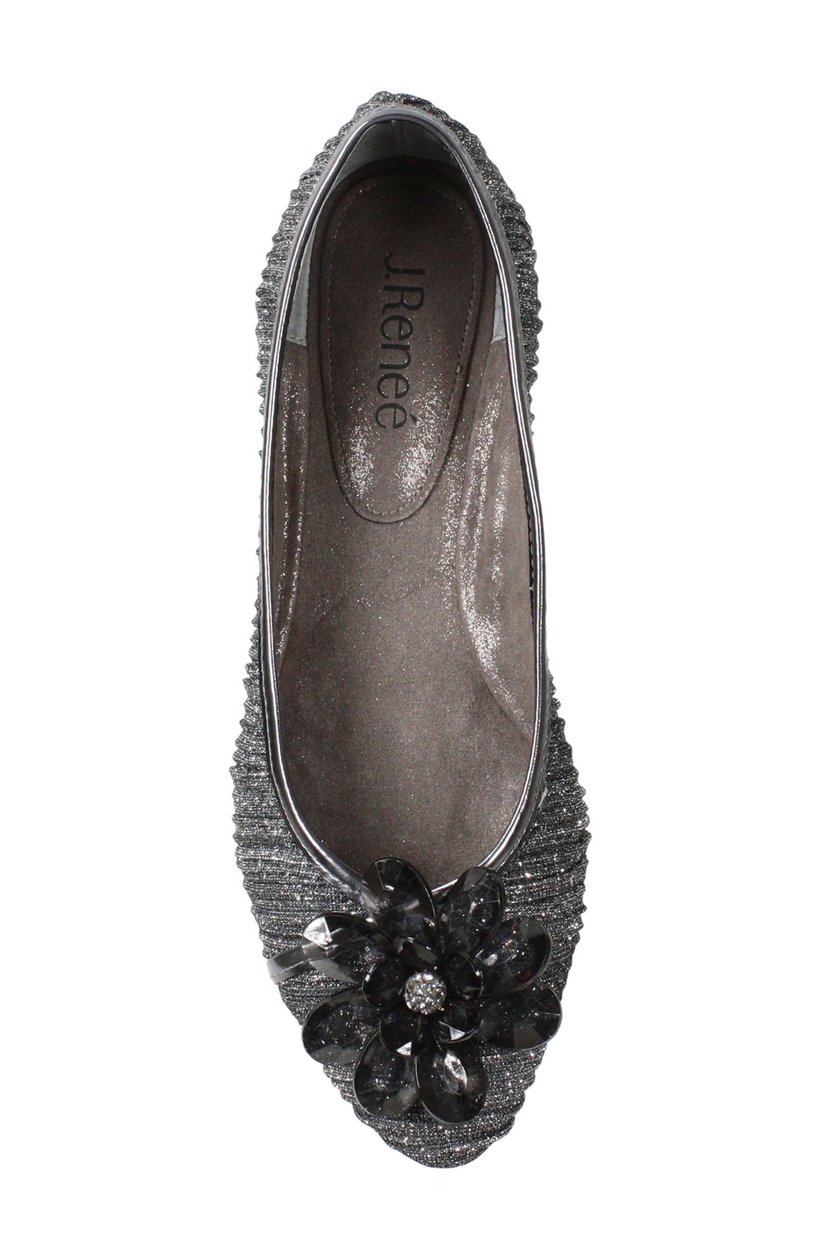 J. Reneé Panyin Crystal Flower Metallic Skimmer Flat, Alternate, color, 