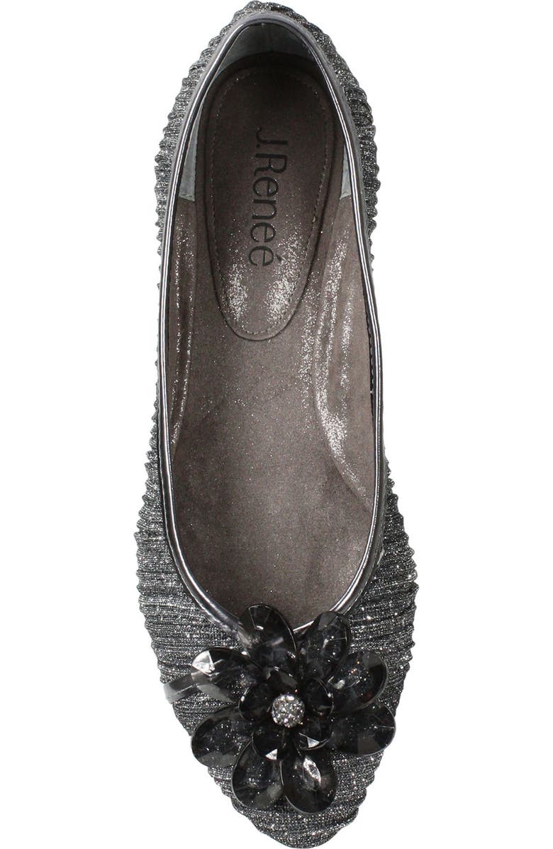 J. Reneé Panyin Crystal Flower Metallic Skimmer Flat, Alternate, color,