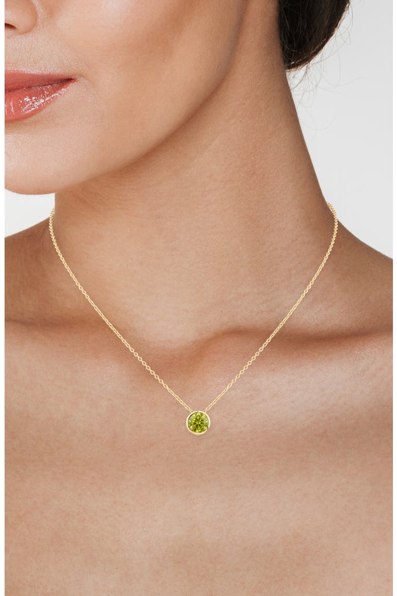 Bezel Cubic Zirconia Pendant Necklace, Alternate, color, PERIDOT/ GOLD