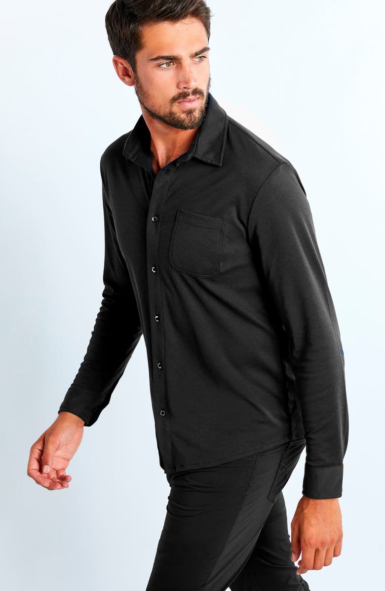 Anatomie Nick Piquet Button Down Shirt, Alternate, color, Black