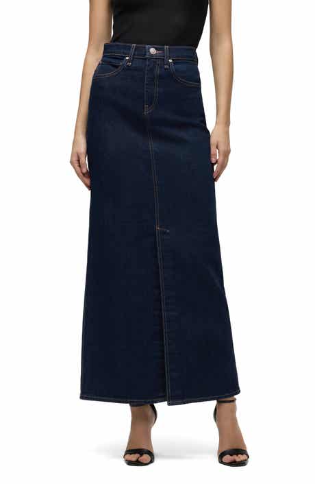 Reconstructed Stretch Cotton Denim Maxi Skirt