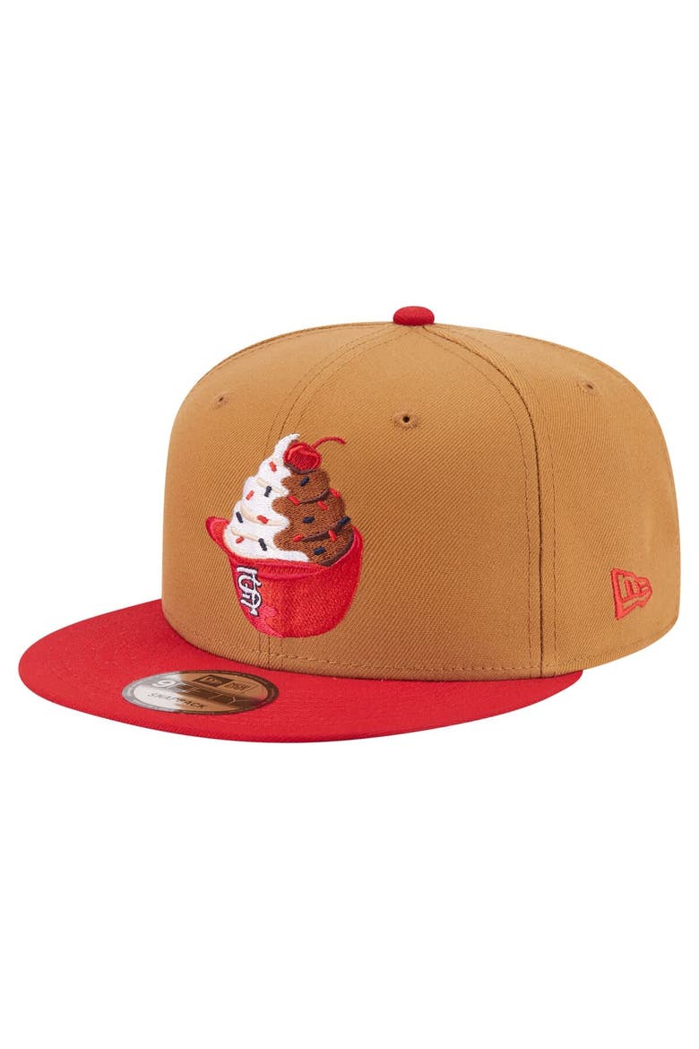 Men's New Era Khaki/Red St. Louis Cardinals Ice Cream 9FIFTY Snapback Hat, Alternate, color, Khaki