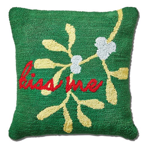 Tag Kiss Me Mistletoe Throw Pillow Dark Green Christmas Decor In Green
