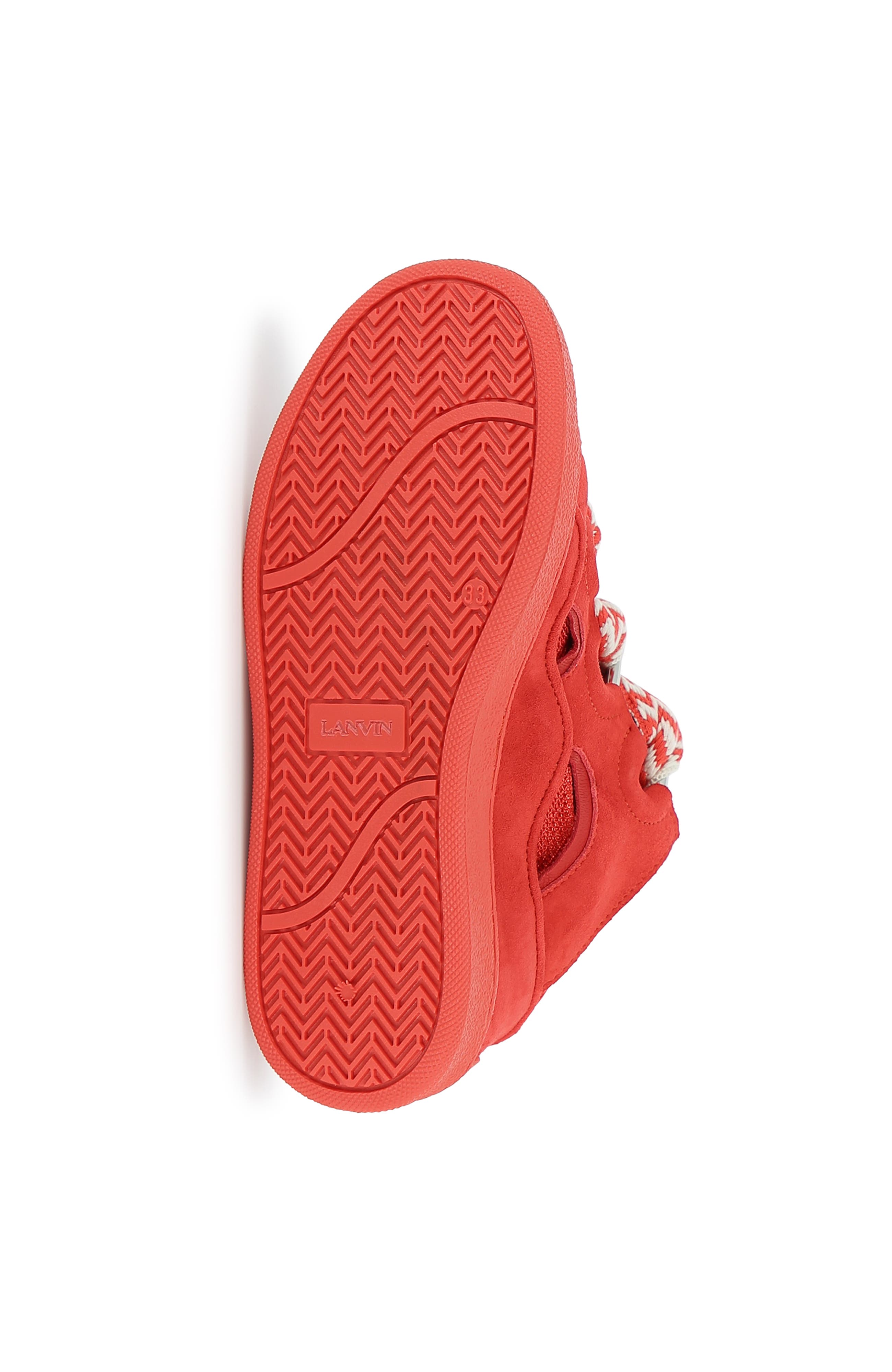 Lanvin Kids Curb Sneakers With Laces, Alternate, color, Red