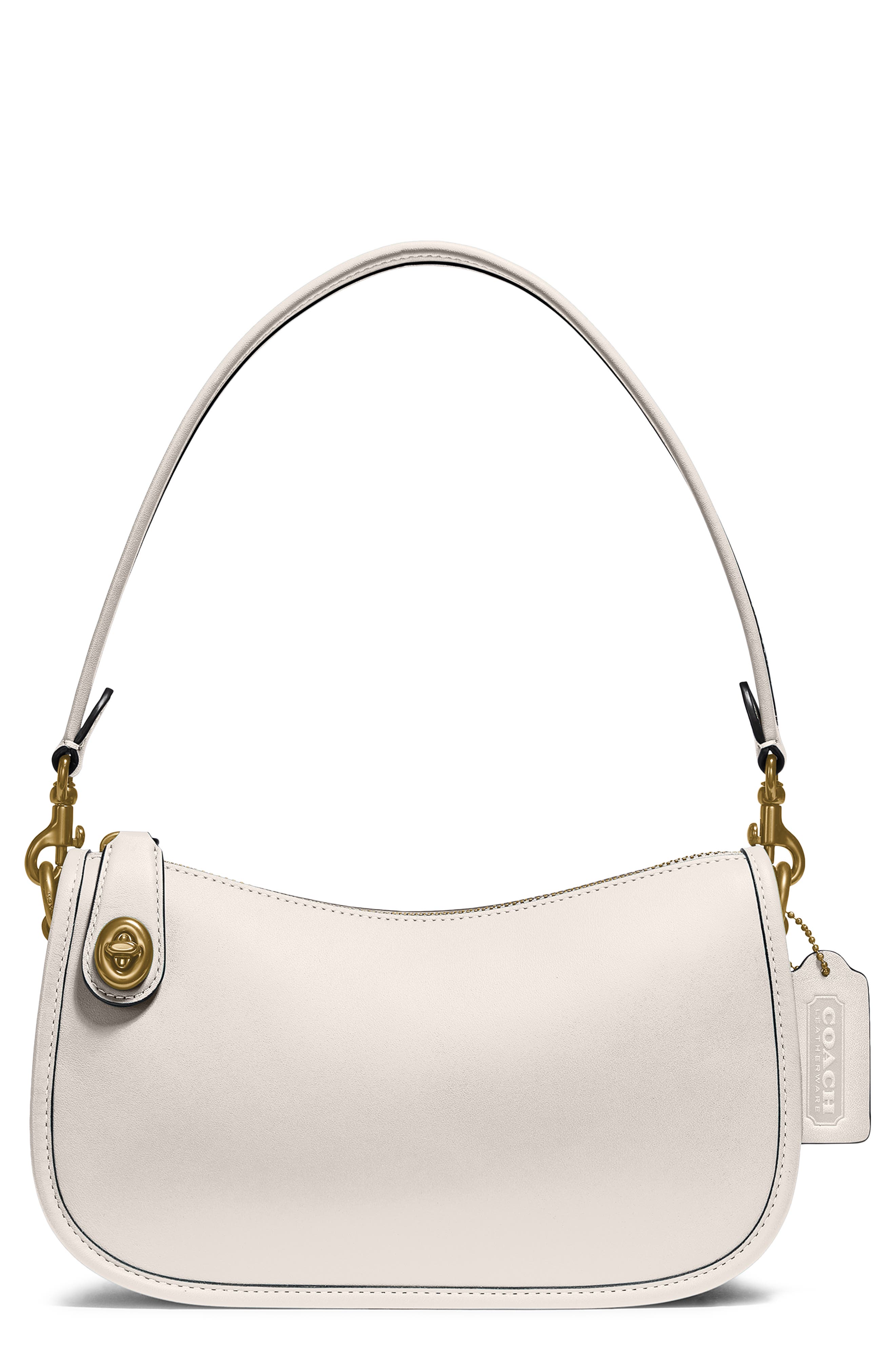 Swinger Convertible Leather Crossbody Bag, Main, color, BRASS/ CHALK