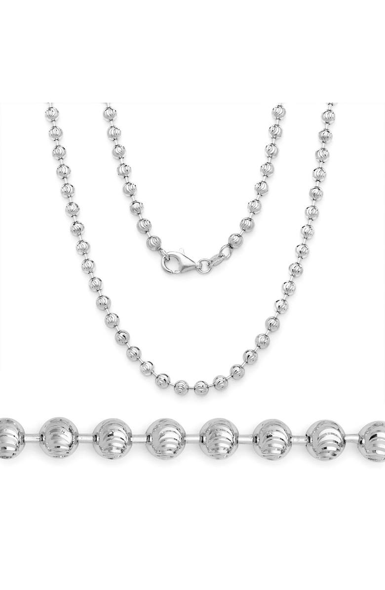 BEST SILVER Sterling Silver 4mm Crescent Ball Chain Necklace, Alternate, color, Silver