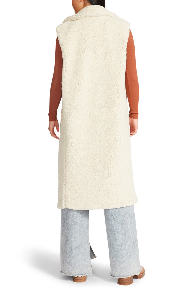 Faux Fur Duster Vest, Alternate, color, BONE WHITE