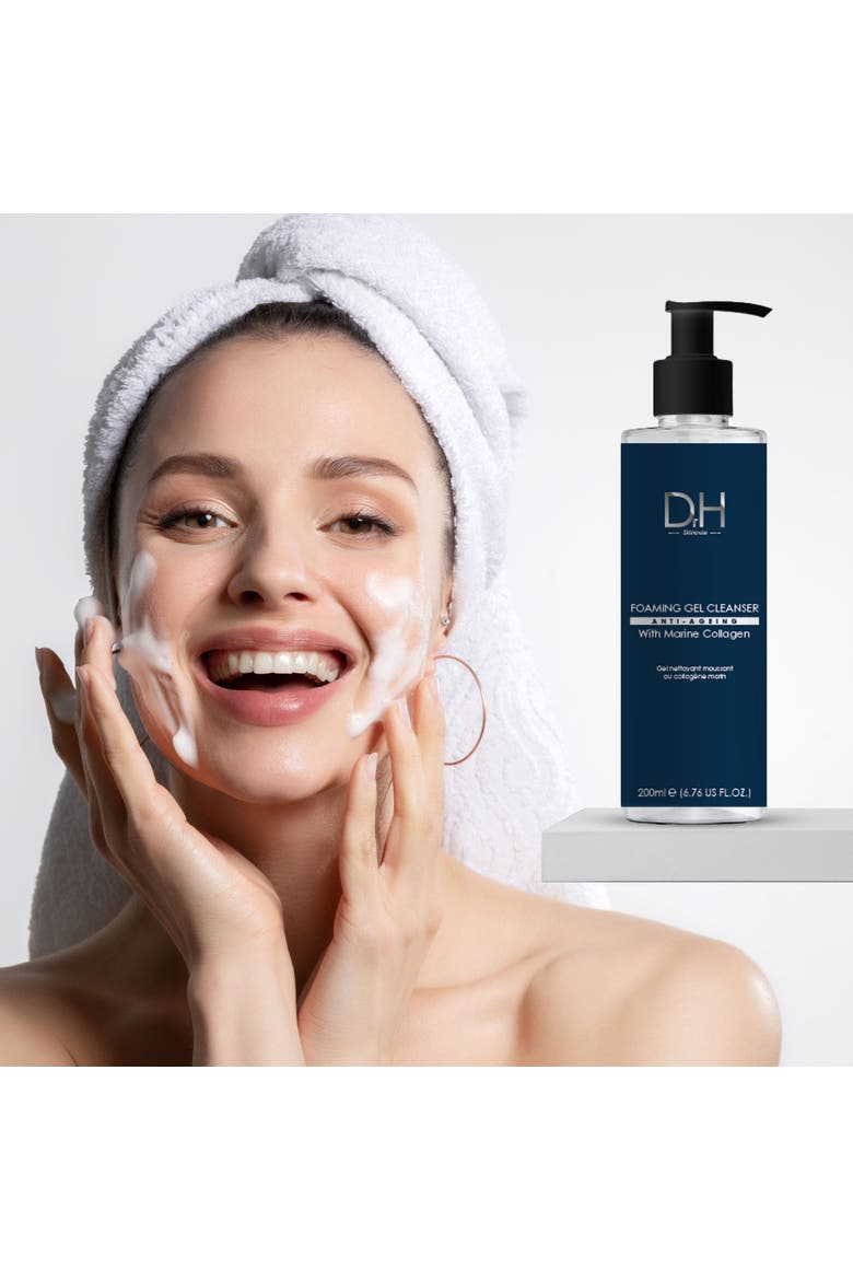 Foaming Gel Cleanser with Marine Collagen for Acne & Blemishes, Large Pores, Alternate, color, White