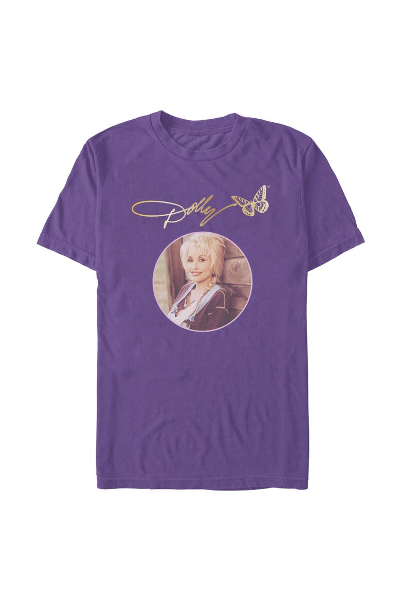 Men's Golden Signature Portrait Short Sleeve T-Shirt, Main, color, Purple