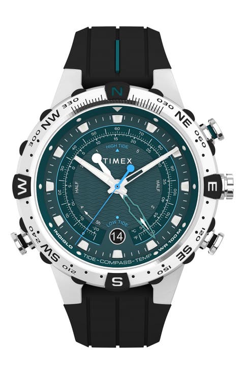 Expedition North® Tide-Temp-Compass Chronograph Silicone Strap Watch, 45mm