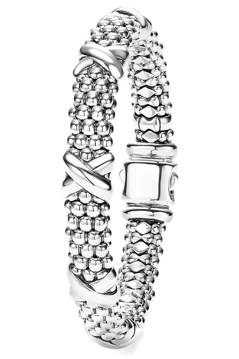 Signature Caviar Oval Rope Bracelet, Alternate, color, STERLING SILVER