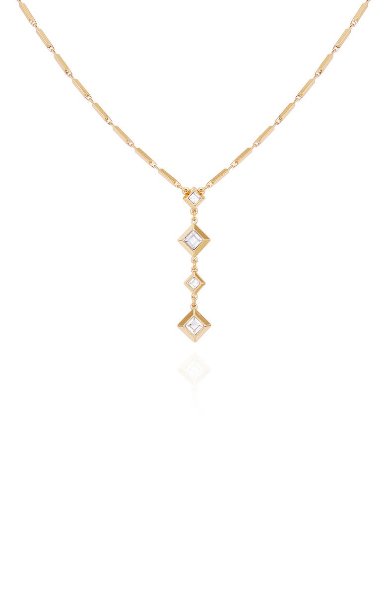 Vince Camuto Geometric Crystal Pendant Necklace, Alternate, color, Gold Tone