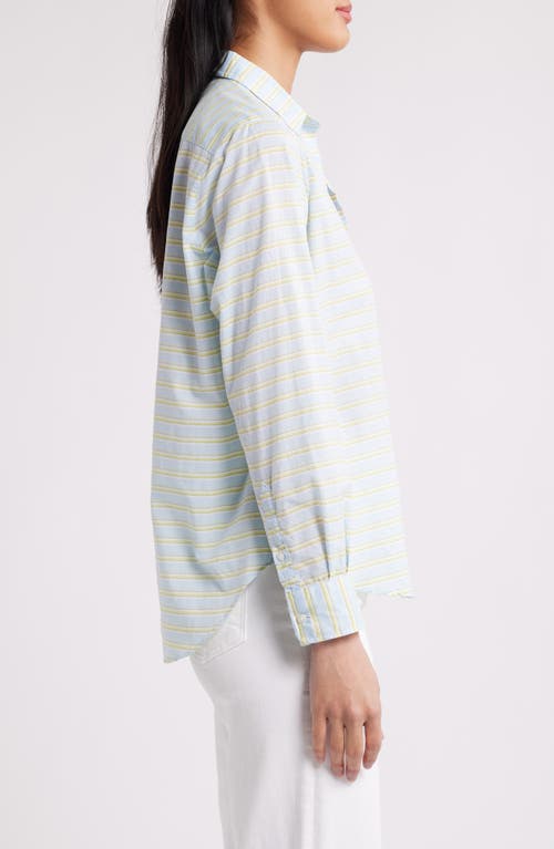 Frank & Eileen Eileen Relaxed Button-up Shirt In Blue Chartreuse Multi Stripe