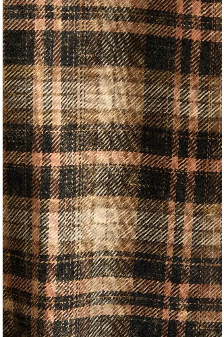 Shredded Seam Drop Neck Plaid Shirt, Alternate, color, BLACK KHAKI PLAID