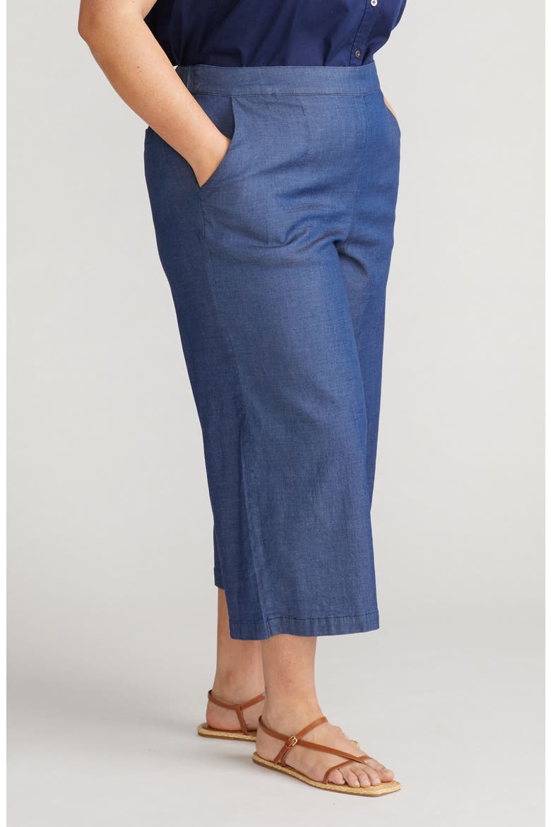 Perfect Crop Wide Leg Chambray Pants, Alternate, color, MIDNIGHT BLUE
