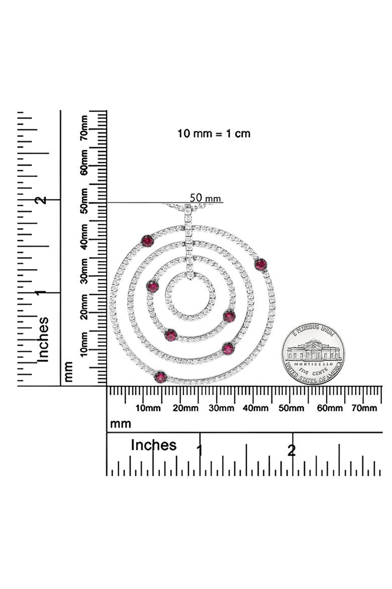 18K Gold 2 1/6 Cttw Diamonds and Ruby Circles Pendant Necklace, Alternate, color, White