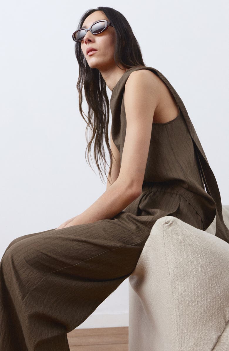 MANGO Tatu Sleeveless Cowl Neck Top, Alternate, color, Brown