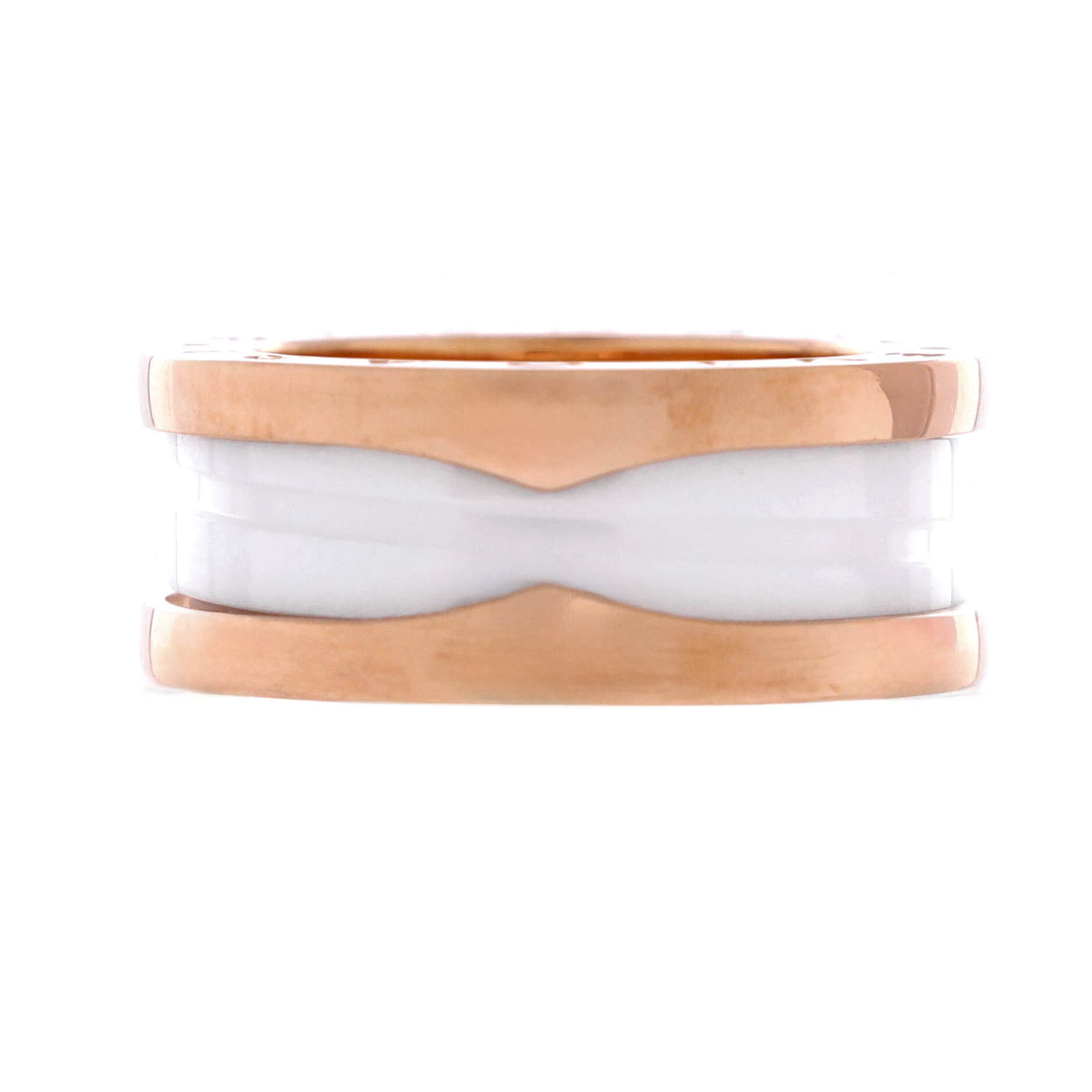 B.Zero1 Two Band Ring 18K Rose Gold and Ceramic, Main, color, Metallic Gold