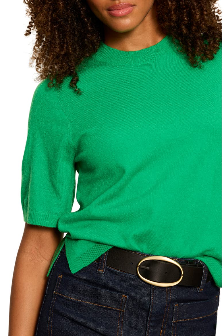 Perfect Tipped Short Sleeve Sweater, Alternate, color, POP GREEN