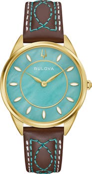BULOVA Stetson Sutton Leather Strap Watch