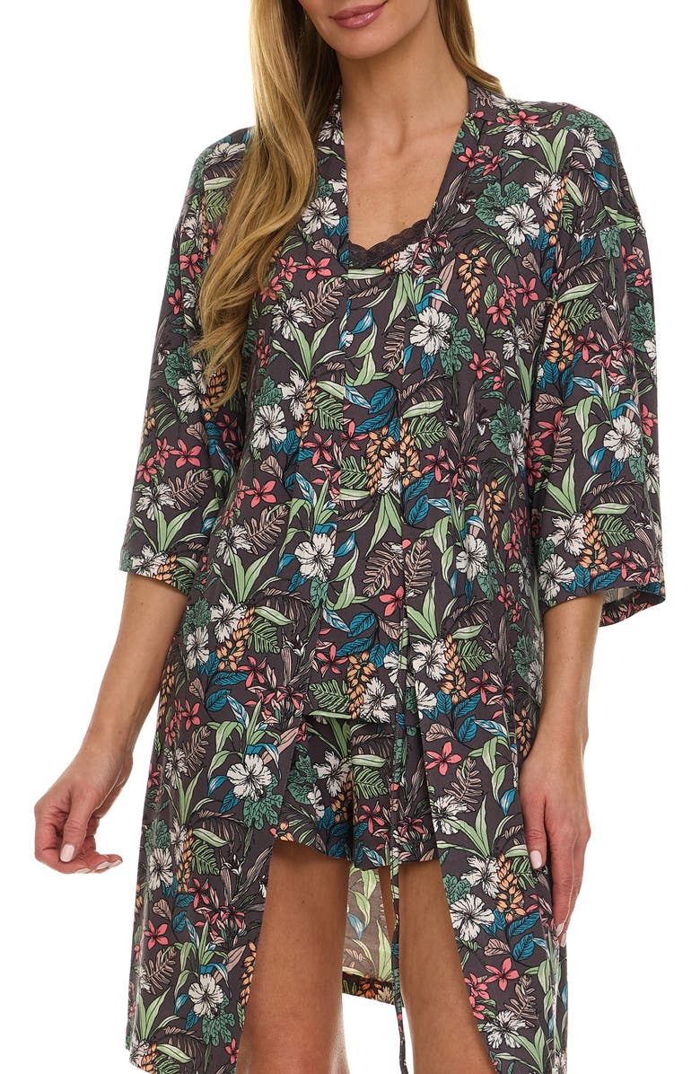 Flora By Flora Nikrooz Lotus Camisole, Shorts & Robe Travel Set, Main, color, 