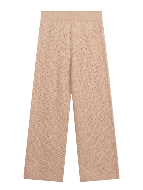 Wide-Leg Ajour Knit Cashmere Pants