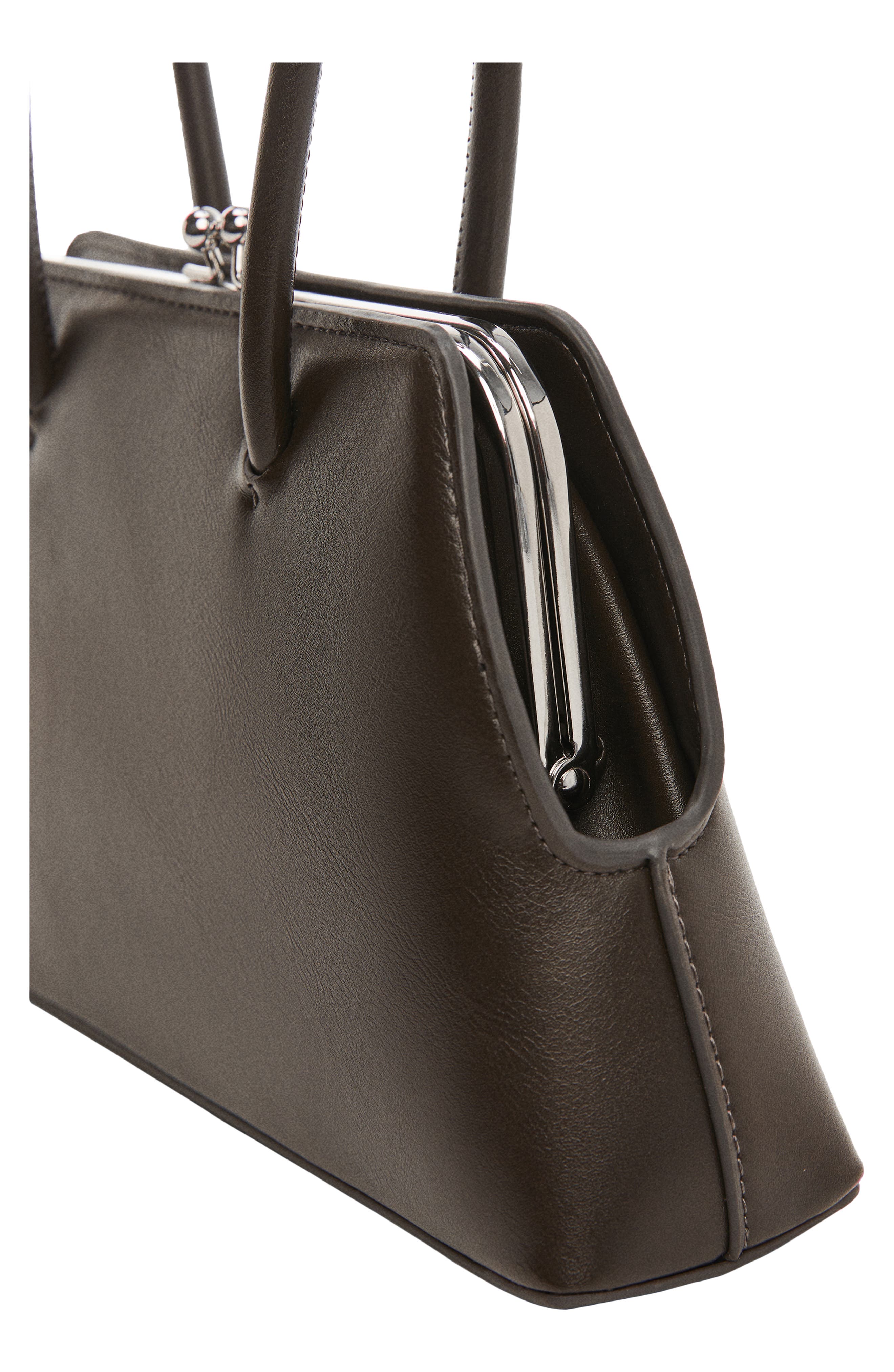 MANGO Faux Leather Frame Top Handle Bag, Alternate, color, 