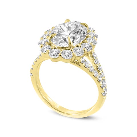Sabina 14K Yellow Gold Oval Lab Grown Diamond Halo Engagement Ring - 4.7 Ct
