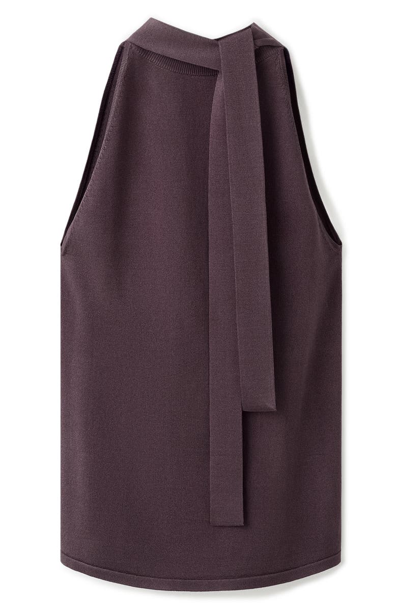 MANGO Tie Neck Sleeveless Sweater, Alternate, color, Wine