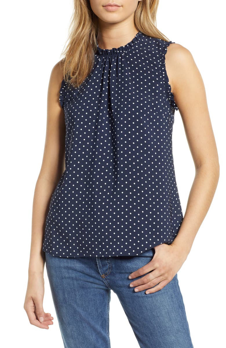 1901 Gathered Neck Sleeveless Blouse, Main, color,