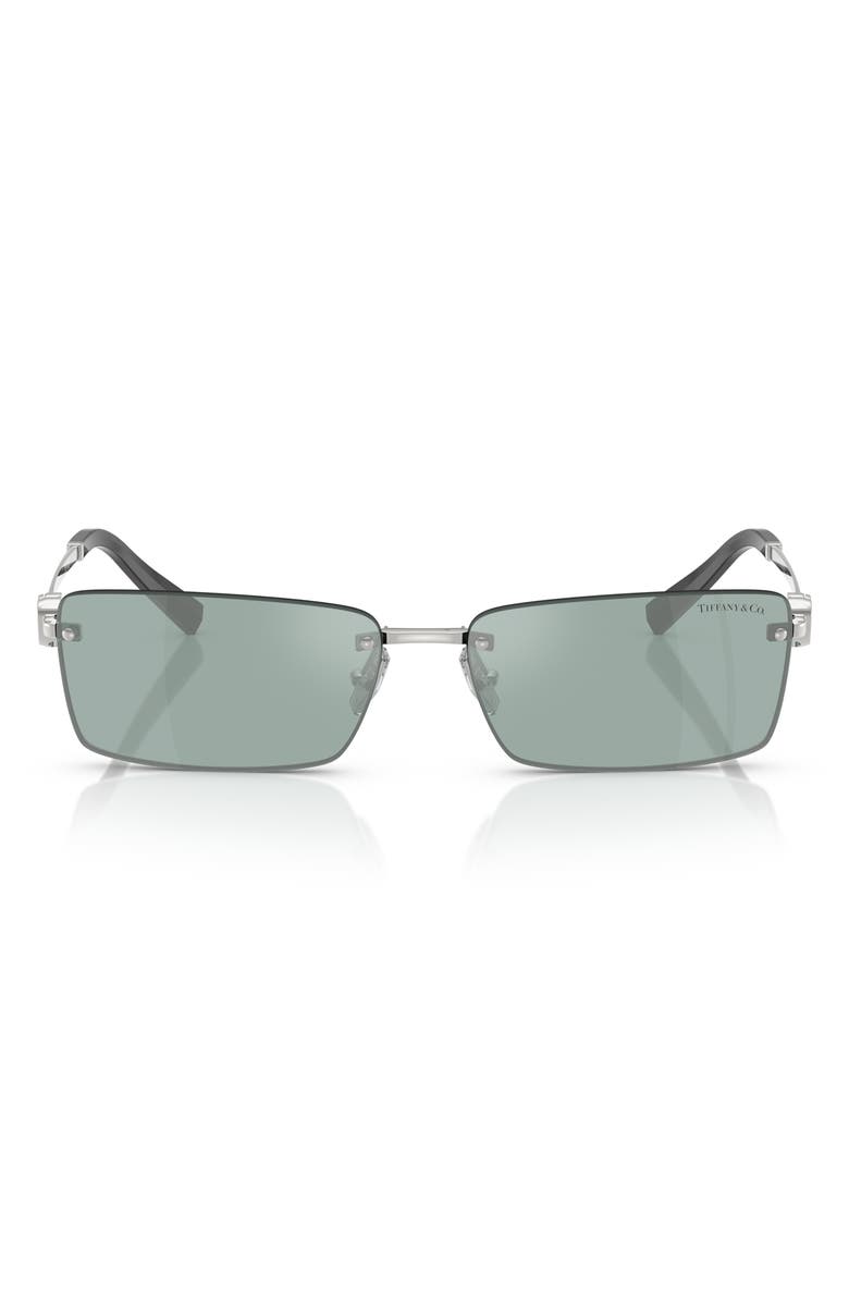Tiffany & Co. 60mm Rectangular Sunglasses, Main, color, Silver Mirror