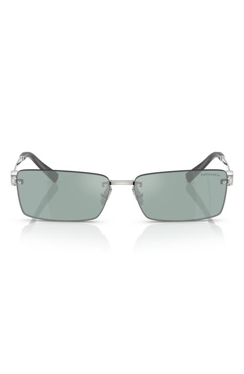Tiffany & Co . 60mm Rectangular Sunglasses In Silver Mirror