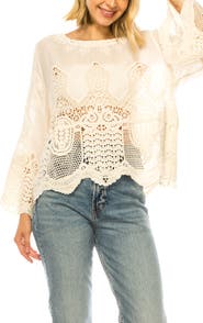 A COLLECTIVE STORY Crochet Hem Cotton Top