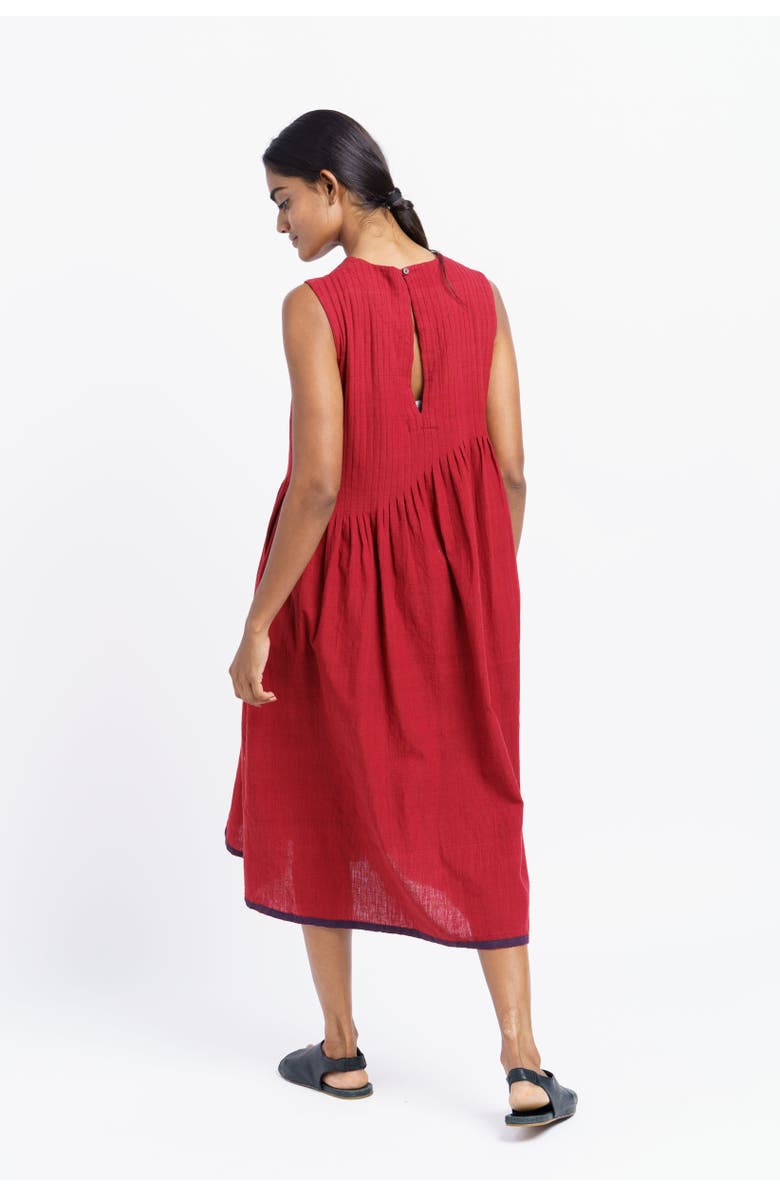 World of Crow Red Pleated Midi Dress, Alternate, color, 