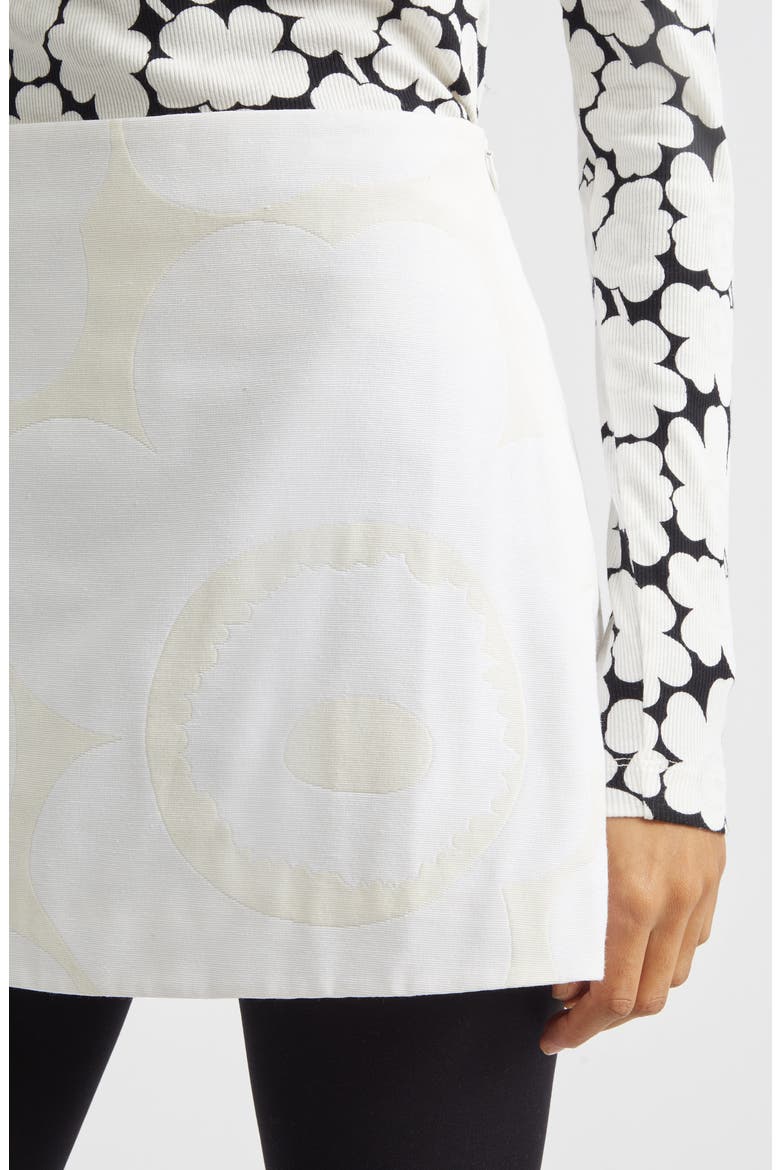 Kirjasto Unikko Jacquard A-Line Faille Miniskirt, Alternate, color, WHITE LIGHT GREY