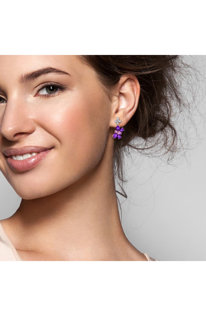 Julianna B. Amethyst & Diamond Floral Butterfly Drop Earrings, Alternate, color, Amethyst