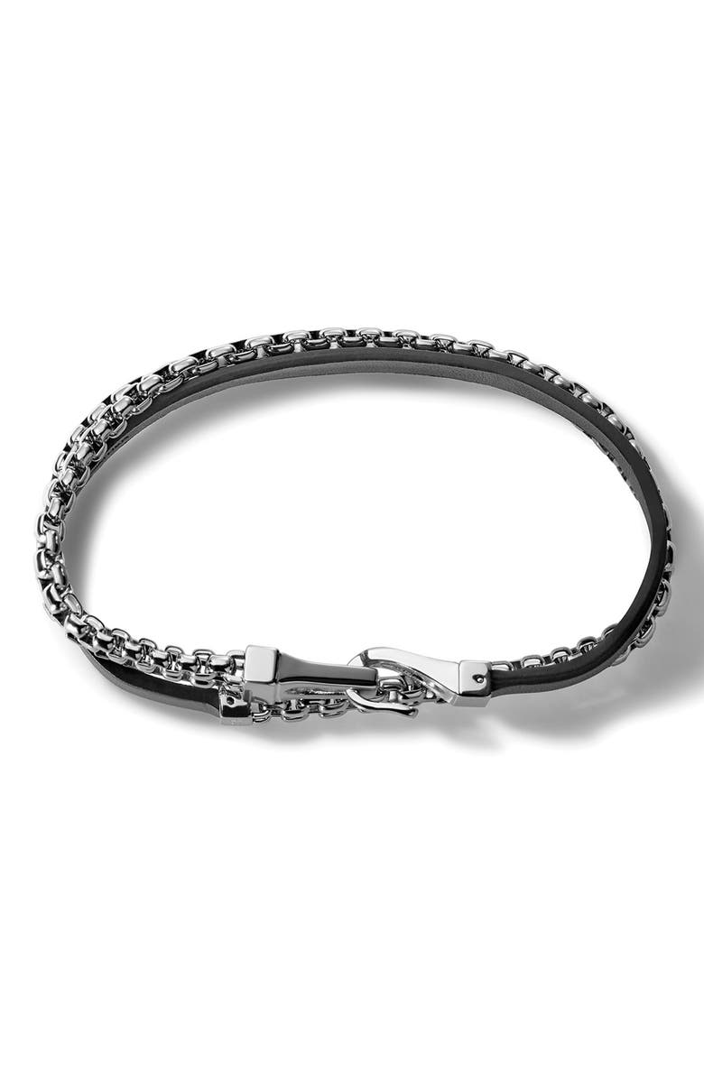 BULOVA Classic Stainless Steel Leather Bracelet, Alternate, color, 