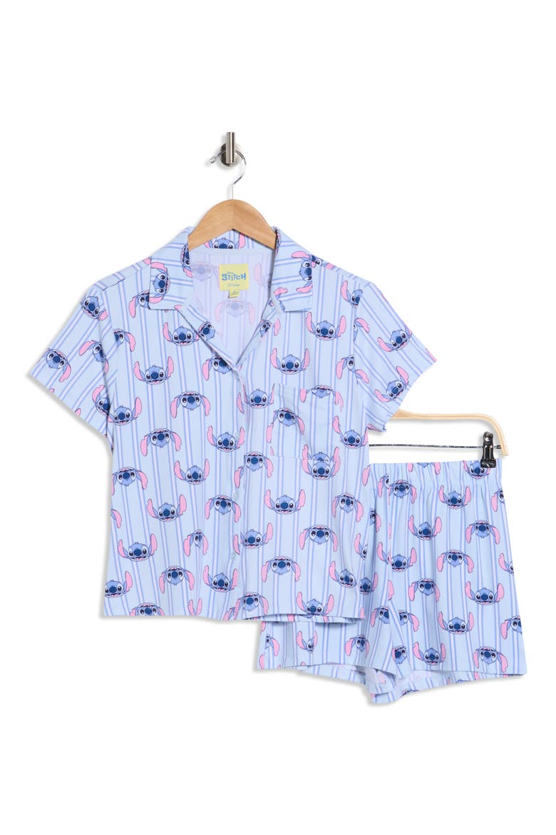Notch Collar Short Pajamas, Alternate, color, STITCH