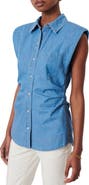 Derek Lam 10 Crosby Ivy Sleeveless Ruched Button-Down Shirt