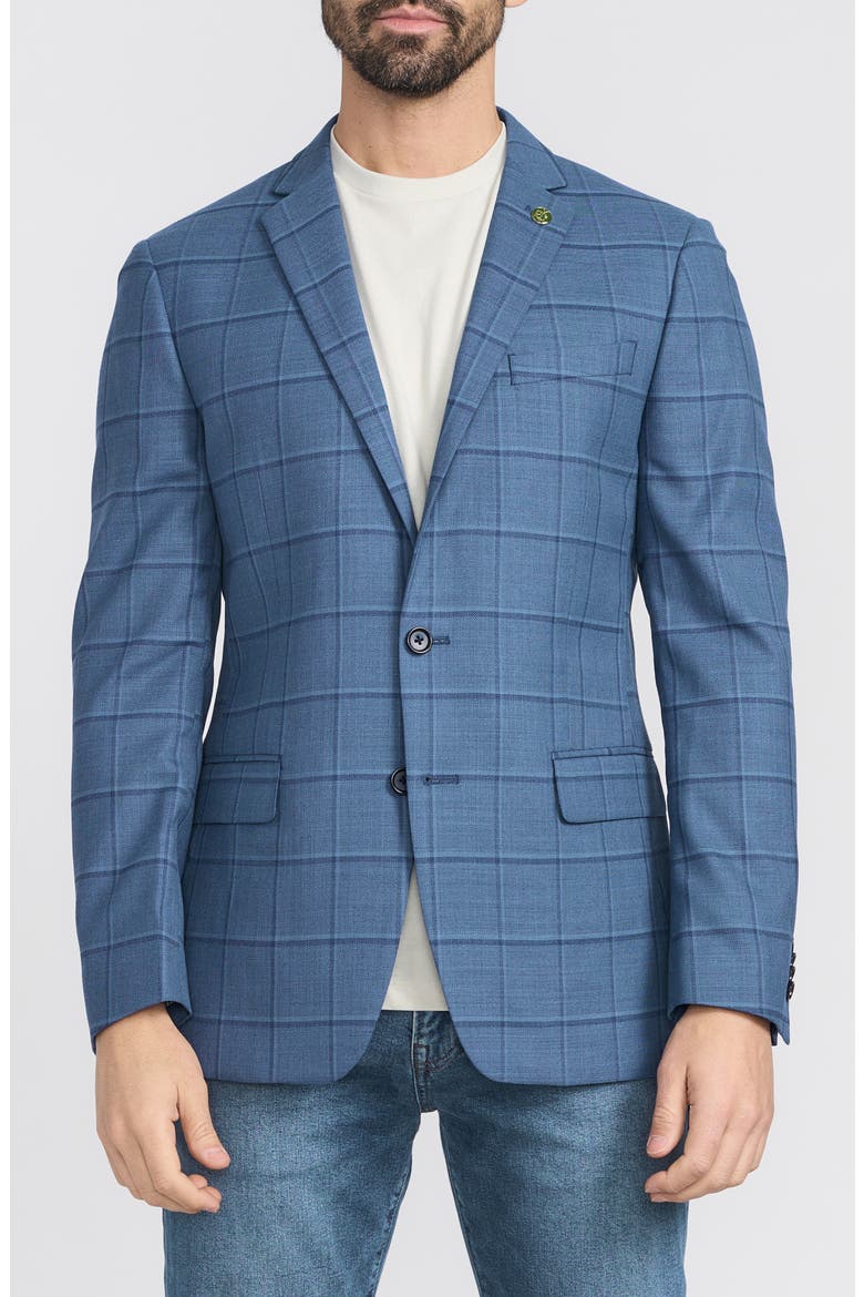 Windowpane Wool Blend Sport Coat, Main, color, BLUE