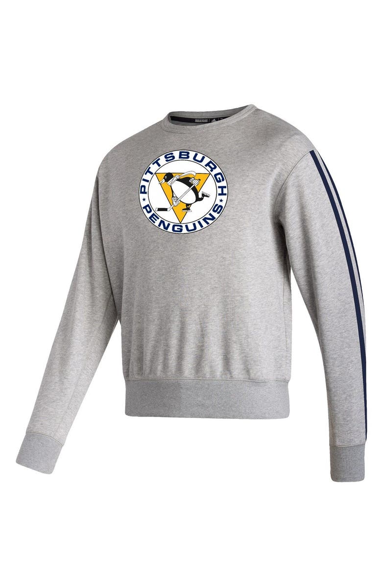 adidas Men's adidas Heathered Gray Pittsburgh Penguins Team Classics Vintage Pullover Sweatshirt, Alternate, color,