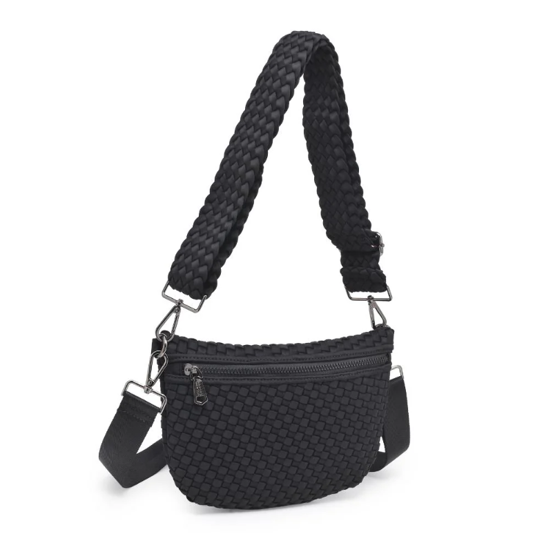 Sol and Selene Ethereal - Woven Neoprene Crossbody Bag, Alternate, color, Black