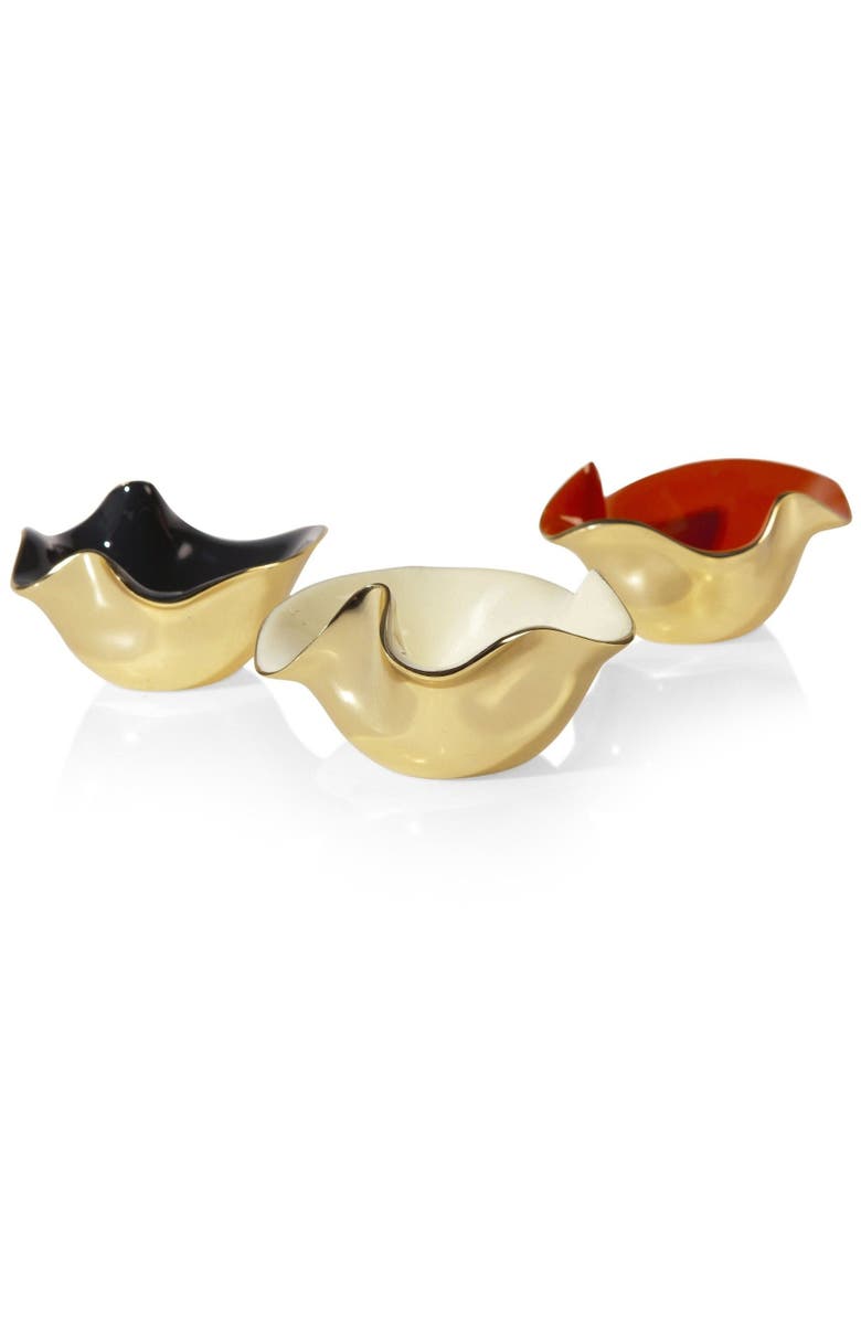 Lunares Ruffled Small Bowl, Alternate, color, Oyster/Gold