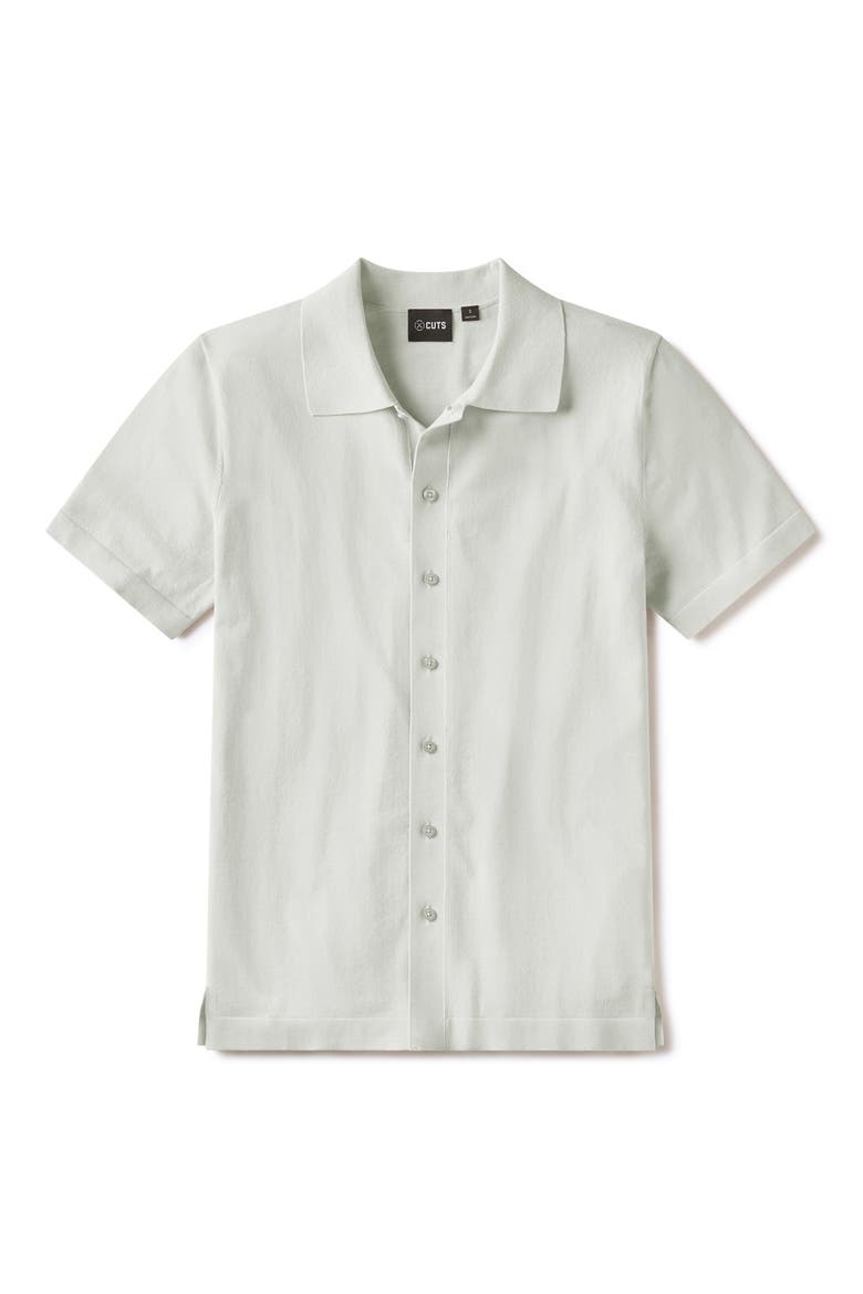 Riviera Cotton Blend Knit Camp Shirt, Alternate, color, NIMBUS