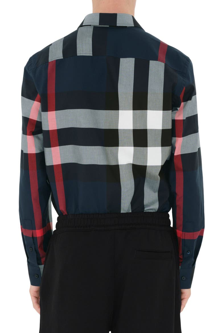 Somerton Slim Fit Check Cotton Poplin Button-Up Shirt, Alternate, color, NAVY IP CHECK