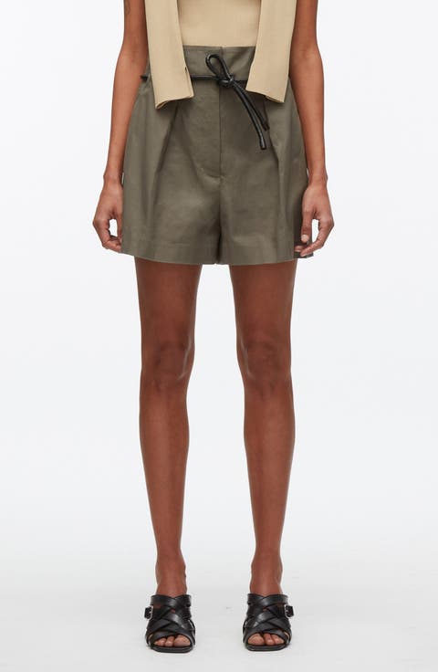 Origami Belted Stretch Cotton Shorts